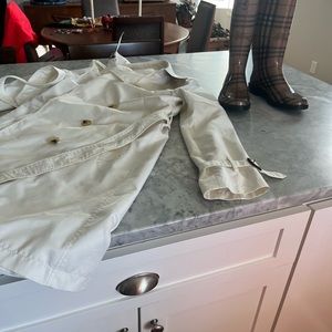 Burberry white trench coat.